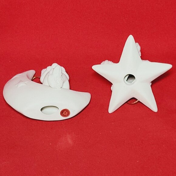 Vintage Christmas Ornament Arctic Kids of Alaska Snow Babies Angel on Crescent M - Picture 7 of 12